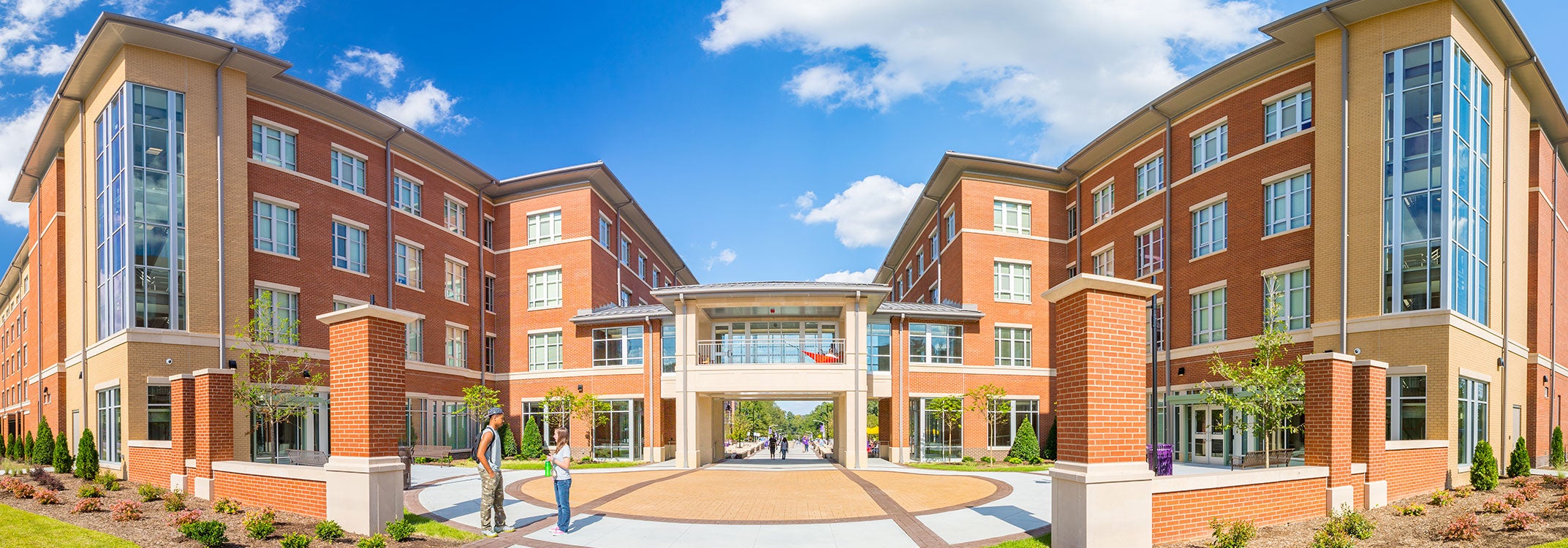 panoramic view of Gateway Residence Hall on College Hill
