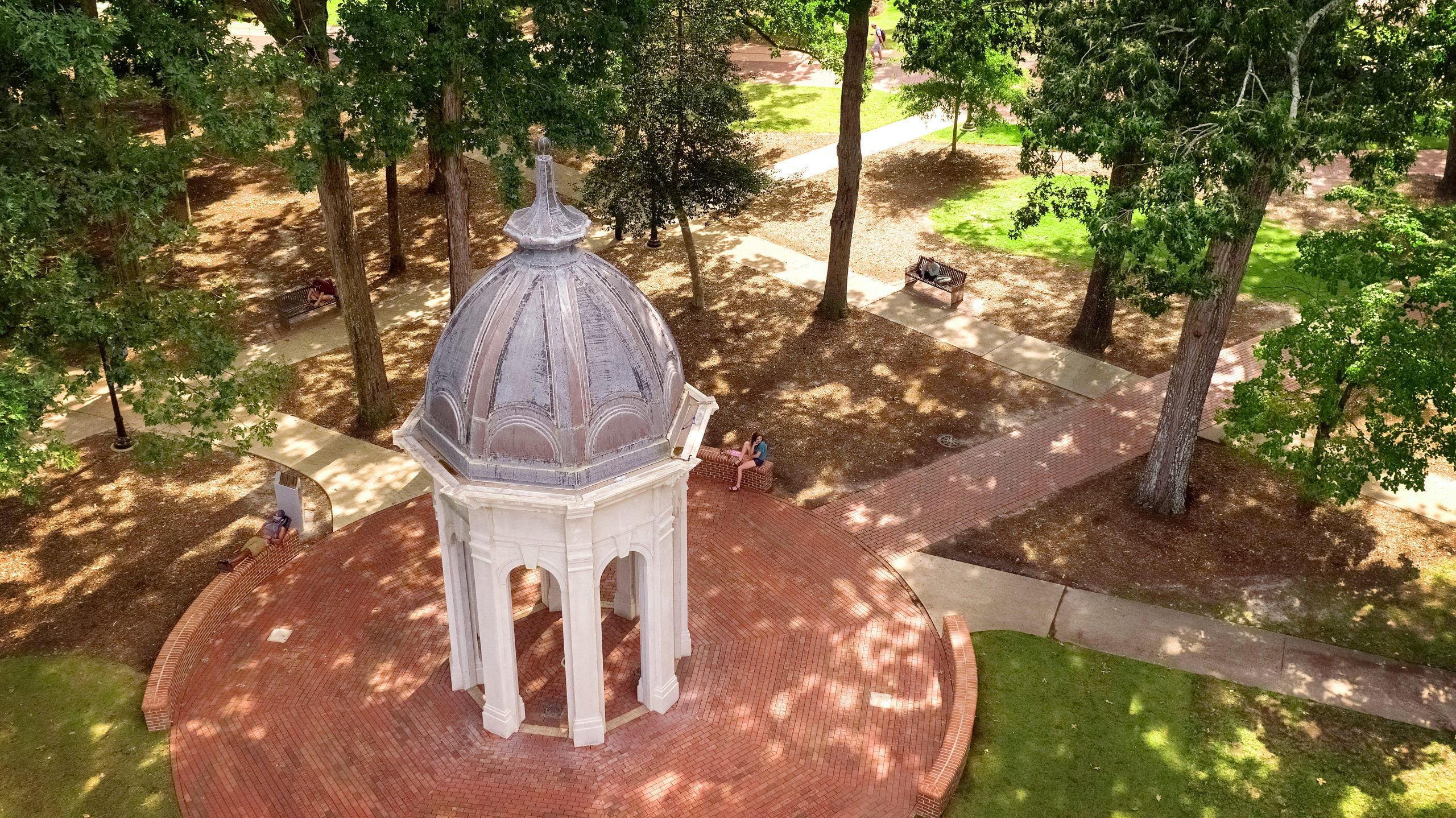 Cupola landmark in center of campus mall