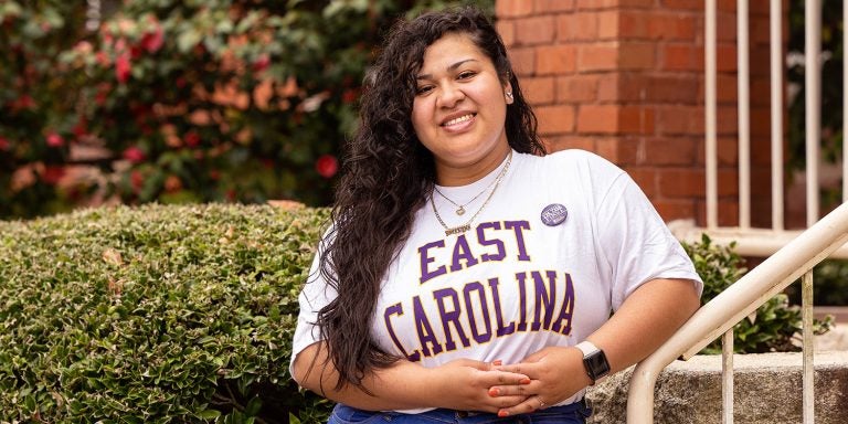 Jocelyne Alfaro-Ruiz is a first-generation student and president of the student-led I’m the First organization at ECU. (Photo by Rhett Butler)