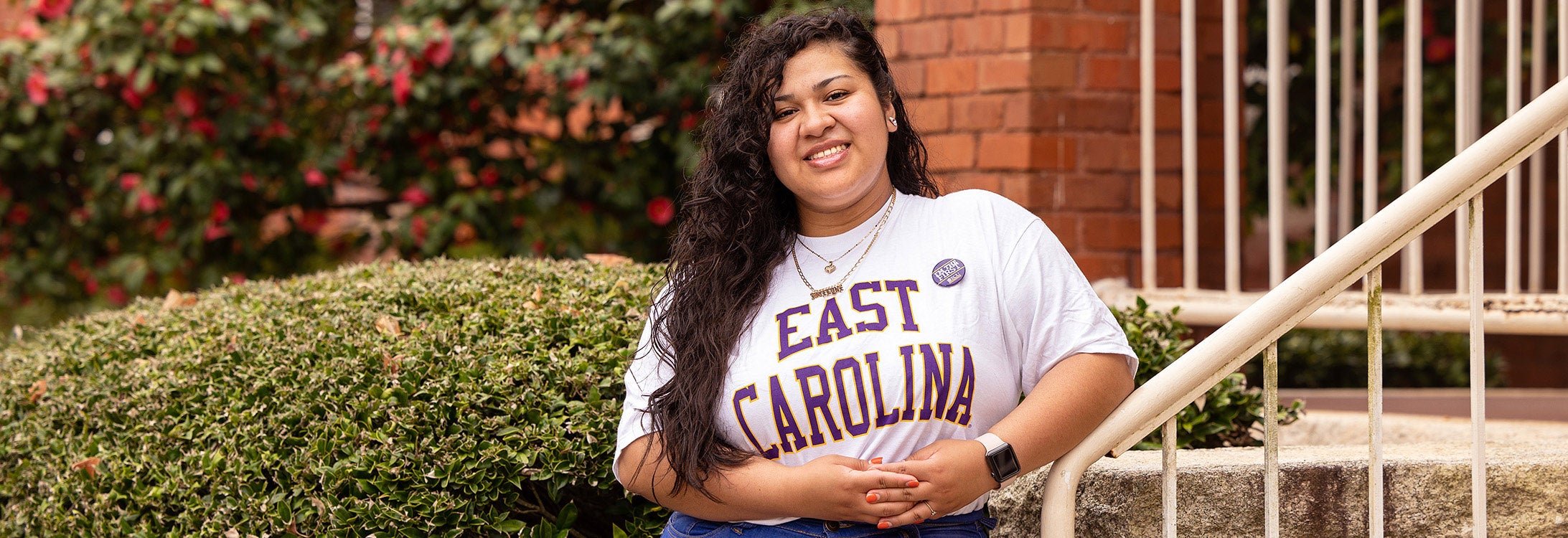 Jocelyne Alfaro-Ruiz is a first-generation student and president of the student-led I’m the First organization at ECU. (Photo by Rhett Butler)